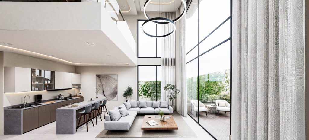 Area social con doble altura